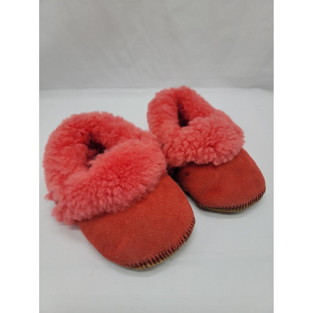 Red Suede Sherling Infant Booties
